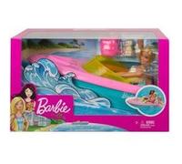 Coffret Hors Bord Barbie - Bateau + Poupée Mannequin + Chien Avec 3 Accessoires - Set Loisir Et Carte Tigre