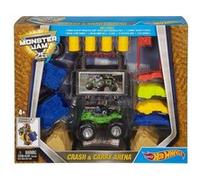 Coffret hot wheels monster jam : mallette grand stade avec un vehicule + accessoires hot wheels - mattel G