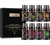 Coffret Huile De Parfumée Fruitées 8x10ml,Huiles Parfumées Fruitées Pour Huiles Essentielles Diffuseur-Orange Douce,Fraise,Mangue,Ananas,Papaye,Lime,Banane,Maracuja