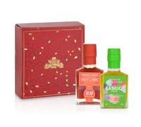 Coffret huile d'olive basilic 100ml et vinaigre balsamique tomate piment 100ml