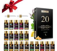 Coffret Huiles Essentielles 20pcs,Coffret Cadeau D'huile Essentielle Pour Diffuseur,Humidificateur-Lavande Jasmin Eucalyptus Vanille Santal Orange Douce Rose Bergamote Et Plus