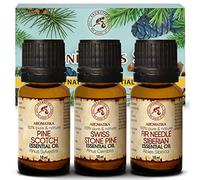 Coffret Huiles Essentielles 3x10ml - Pin Cembro Suisse - Pin Sylvestre - Aiguille de Sapin - Huile Essentielle de Sibérie - Pur et Naturel pour Aromathérapie - Sauna