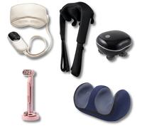 Coffret Institut & Relaxation - Soin Visage RF EMS LED, Masque Yeux Chauffant, Shiatsu Dos, Coussin Massage & Masseur Corps