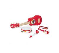 Coffret Instrument Musique 5 en 1 : 1 tambourin à cymbales, 1 guitare, 1 harmonica, 1 trompette et 1 clap-clap - Jouet Enfant Janod