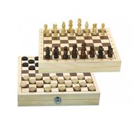 Coffret Jeux de Dames et d'Echecs : Coffret réversible en Bois - pions de Dames et pièces d'échecs en Bois - l'arbre à Jouer - Jeu de Société - Âge Minimum : 3 Ans