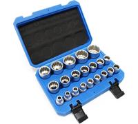 Coffret Jeu de Douilles 1/2" (12,7mm) 21-pcs Douze pans 8-36mm Cannelure Embouts Clé dynamométrique