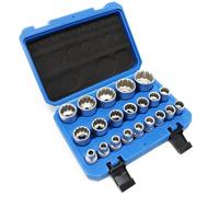 Coffret Jeu de Douilles 1/2"" (12,7mm) 21-pcs Douze pans 8-36mm Cannelure Embouts ynamométrique