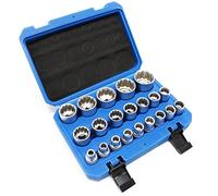 Coffret Jeu de Douilles 1/2" (12,7mm) 21-pcs Douze pans 8-36mm Cannelure Embouts Clé dynamométrique