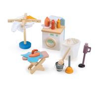 Coffret-jeu de lessive en bois pour poupées ? machine à laver, fer et aspirateur miniatures multicolore TU