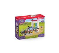 Schleich Coffret figurines Box pour cheval avec jument et poulain, 34 éléments, 2 chevaux