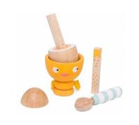 Coffret Jeu d'imitation : coquetier et Oeuf en Bois 6 pièces - Set Jeu dinette + Carte Tigre - Jouet Fille