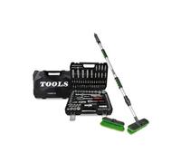 Coffret Kit Outils 108 pcs BM TOOLS BMT-108-PCS Clé à Cliquet Douille Acier Vanadium, Balai brosse de nettoyage à eau