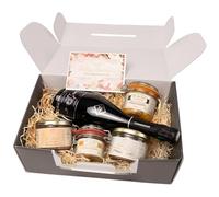 Coffret La Rhune - Relais Gourmet | Foie Gras Nature 200 g, Foie Gras Armagnac 80 g, Apéritif Armagnac 180 g, Quintessence Magret Fumé 180 g + Champagne | Sans Conservateurs, Additifs ni Colorants