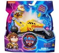 Coffret la super pat patrouille film ruben + tractopelle luxe son et lumière - set figurine et véhicule chantier + 1 carte - camion