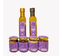 Coffret Le Tenute Tartufi, 2 condiments aromatisés de 250 ml, bocaux de 80 g de carpaccio de truffe, truffe moulue, sauce à la truffe blanche et noire.