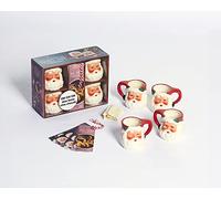 First Coffret Les Bocks à Vins Chauds – Édition Spéciale Santa, 4 mugs, 10 sachets tissu, 10 fiches