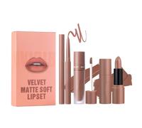Coffret Lèvres Mat Tout-en-Un : Liquide, Gloss & Crayon Contour (#03) | Teintes Nude, Fini Mat Velouté Non Desséchant, Imperméable, Longue Tenue, Coffret Cadeau Lèvres Hautement Pigmenté