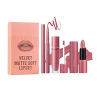 Coffret Lèvres Mat Tout-en-Un : Liquide, Gloss & Crayon Contour (#04) | Teintes Nude, Fini Mat Velouté Non Desséchant, Imperméable, Longue Tenue, Coffret Cadeau Lèvres Hautement Pigmenté