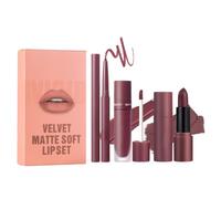 Coffret Lèvres Mat Tout-en-Un : Liquide, Gloss & Crayon Contour (#06) | Teintes Nude, Fini Mat Velouté Non Desséchant, Imperméable, Longue Tenue, Coffret Cadeau Lèvres Hautement Pigmenté