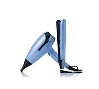 GHD - Coffret Deluxe, Lisseur Chronos & Sèche-Cheveux Helios (Bleu Glacier), Vanity inclus. Outils professionnels : Lisseur le Plus Avancé & Sèche-Cheveux Puissant. Tous Types Cheveux