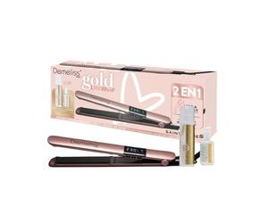 Coffret lisseur Demeliss Gold Love - Titanium & Soin thermo protecteur, soin sublimateur et une pochette de rangem