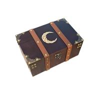 Coffret Lune & Nœud Celtique Pin Massif - Boîte Rangement Velours Tarot | Intérieur velours, 21 x 13,5 x 9,5 cm, fermoir vintage. Pour tarot, cristaux, herbes et bijoux.