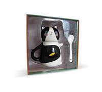 Coffret La Pause Kawaii - Avec 1 Mug Chat Et Sa Cuillère, Et 1 Livre De 50 Recettes De Boissons Chaudes Et Petits Gâteaux