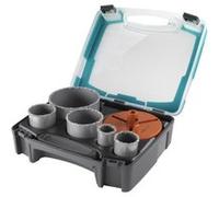 Coffret maçonnerie Wolfcraft trépans + embase + foret centre G