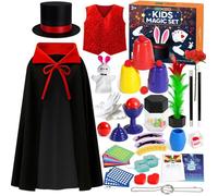 Coffret Magie Enfant avec Chapeau Magique & Instructions & Déguisement de Magicien pour Enfants - Cadeaux Enfant 6 -12 Ans
