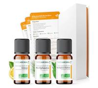 Coffret Maison - Les Huiles essentielles BIO, Les Fiches avec Recettes pour bien les utiliser & un Coffret Premium qui protège le tout - Assortiment pour produits ménagers 3x10ml Certifiées AB