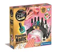 Clementoni - Coffret Manucure Crazy Chic Passion Nails, sécheuse, vernis, stickers - 9 ans+