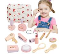 Coffret Maquillage Enfant en Bois, Jeu de RôLe Coiffeur, Maquillage Enfant Fille en Bois, Kit Coiffure Fille, Cadeau d'anniversaire de NoëL pour Enfants de 3 4 5 6 7 Ans