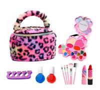Coffret Maquillage Enfant - Jouet Cosmétique Réel Et Lavable - 22 Pièces Kit De Maquillage Véritable,pour De 3 À 12 Ans Jeu D'imitation Vernis À Ongles