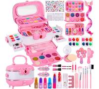 Coffret Maquillage Enfant Lavable, Palette Malette Jouet pour Filles, Cadeau d'Anniversaire 3-10 Ans