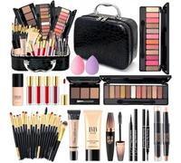 Coffret Maquillage Femme, Kit Maquillage Ado Fille Professionnel Complet avec Trousse de Maquillage, Coffret Cadeau Maquillage avec BB Crème Fond Teint Crayon Sourcils Mascara Palette à Yeux Gloss
