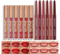 Coffret Maquillage Lèvres, 12pcs Rouge À Lèvres Liquide Mat Lip Gloss & Crayon Lèvres, Makeup Lipstick Ultra Couvrant Longue Durée Et Sans Transfert, Gloss À Lèvres Matte Ultra-Pigmentée