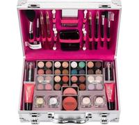 Coffret Maquillage Mallette En Aluminium Rouge À Lèvres, Gloss, Fard À Paupières, Mascara, Blush, Crayon À Lèvres, Pinceau, 56