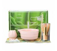Coffret Matcha japonais, 4 pièces, rose, avec bol à matcha et fouet en bambou, 100 poils, idéal pour la cérémonie du thé traditionnelle.
