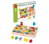 Coffret mathématique en bois avec horloge à boulier