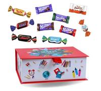 Coffret ""Merci pour cette Année"" garni d'un Assortiment de 50 bonbons au chocolat MILKA, KINDER, CELEBRATIONS