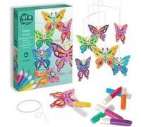 Coffret mobile vitrail papillons - kit creatif peinture enfant attrape soleil - creation objet decoration - set activite creative et carte