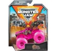 Coffret monster jam catevera - voiture rose 1:64 - set véhicule miniature métal + 1 carte tigre - nouveauté - collector Rose