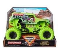 cavernedesjouets Coffret pour Monster Jam géant : Grave Digger - Voiture vert19x13cm (LXL) - Set véhicule Miniature 1:24 + 1 Carte Tigre