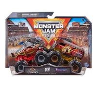 Coffret Monster Jam Knightmare Et Thunder Bus - Voiture Grise Brune - Set 2 Véhicules Miniatures Métal + 1 Carte Offerte