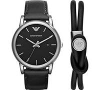 Coffret montre Emporio Armani à trois aiguilles avec date en acier inoxydable et bracelet, pour homme, AR80059 Argenté