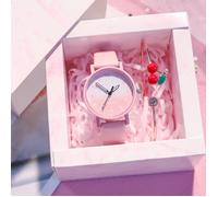 Coffret montre enfant fille + bracelet - rose mode mignon adolescent montre étudiant cerise cadeau