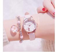 Coffret Montre Fille Bracelet Enfant - Cadeau pour enfants Chat jolie quartz etanche Rose