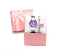 Coffret Montre Fille Enfant et Bracelet Fille - Coffret Cadeau - Mickey 2021 marque cristal quartz acier étanche Violet