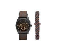 Coffret montre Machine chronographe en cuir marron et bracelet