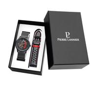 Coffret Montre Pierre Lannier Paddock Cadran Noir Bracelet Acier Milanais Noir Noir